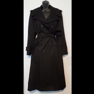 Long black belted Trench coat
